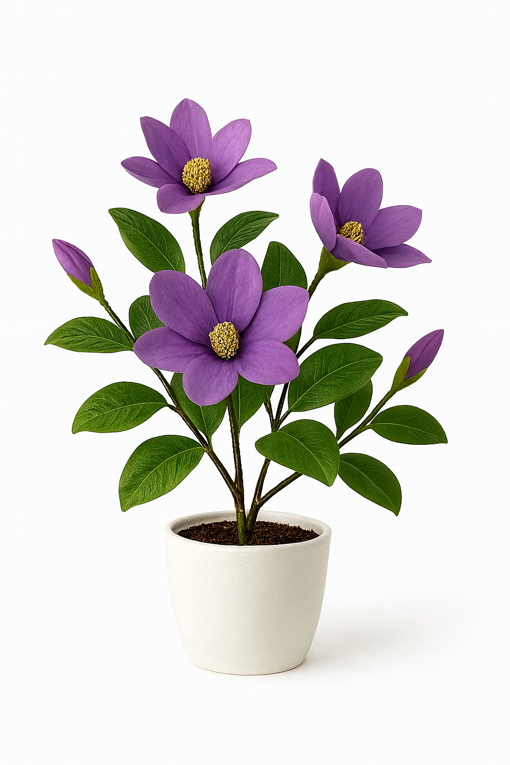 Purple Magnolia Stem Plant in Ceramic Pot